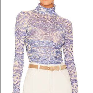 Under It All Printed Bodysuit In Poreclain Combo XS